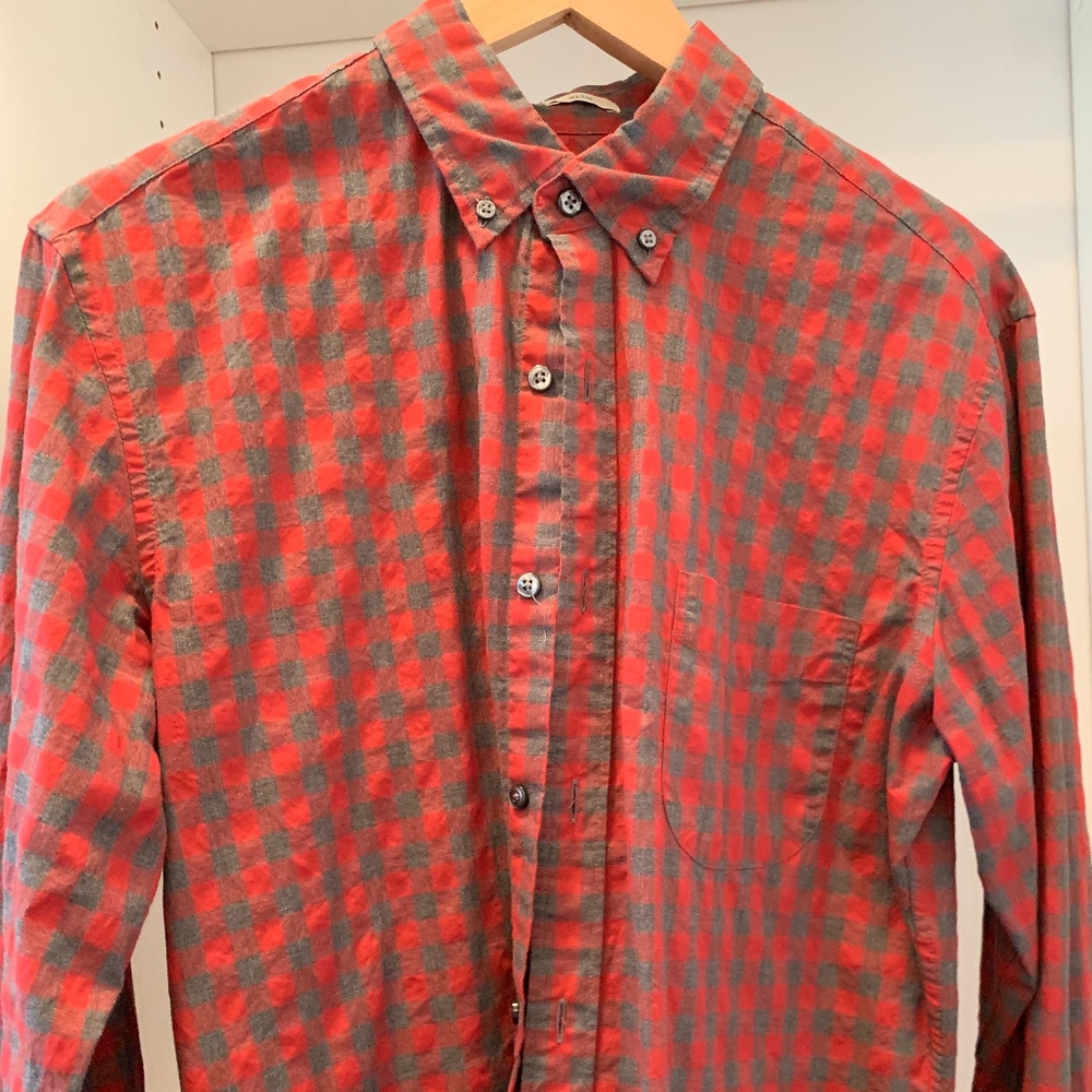 J. Crew Slim Button Down Shirt, Red/Grey Gingham